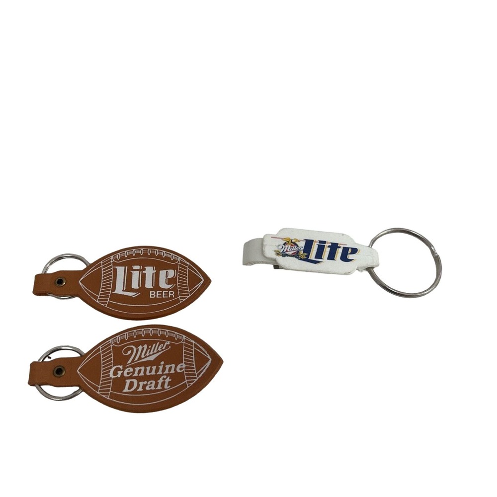 Vintage Miller Lite Keychains Bottle Opener Football Genuine Draft